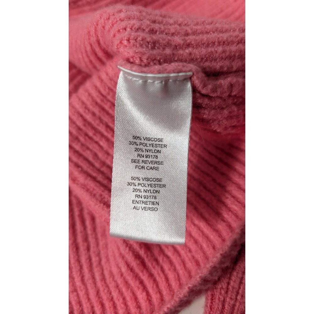 Tahari Pink Knit Sweater‎ Women's Size S Long Sleeve Ribbed Crew Neck Coral - Picture 5 of 8